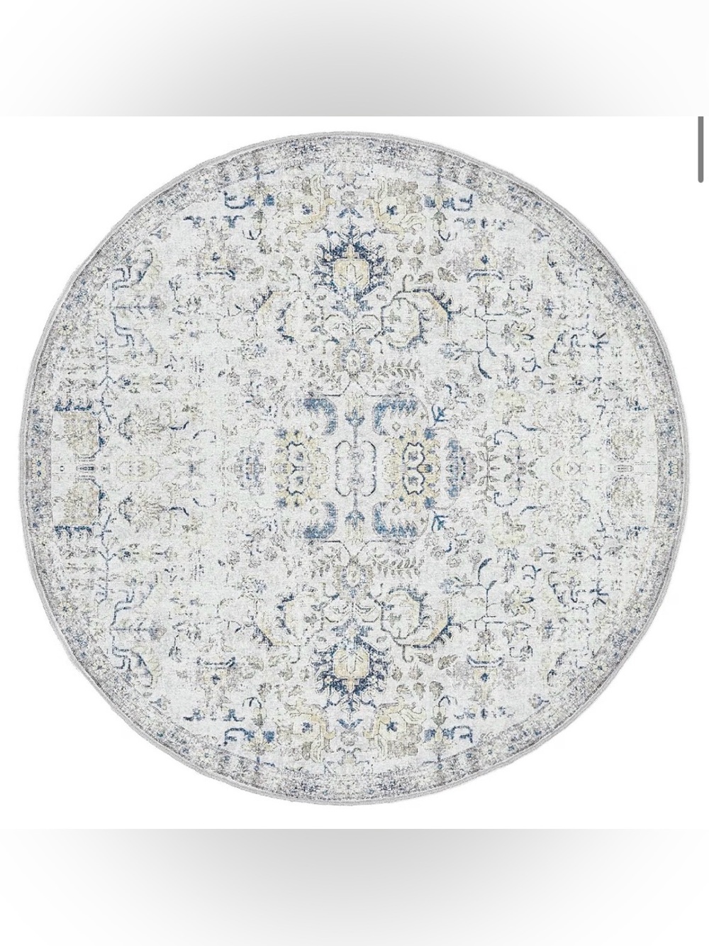 Round Washable 7ft Blue Multi Area Rug